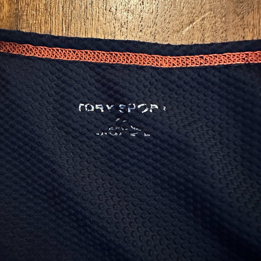 Tory Burch Sport Navy Blue & Red Fitted Mesh Tank Top Medium Luxury Sportswear - Picture 3 of 4